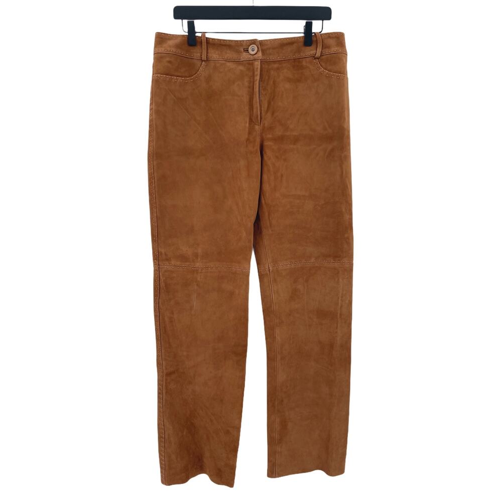 Ron Leal 100% Genuine Leather Pants Mocha 12 NEW